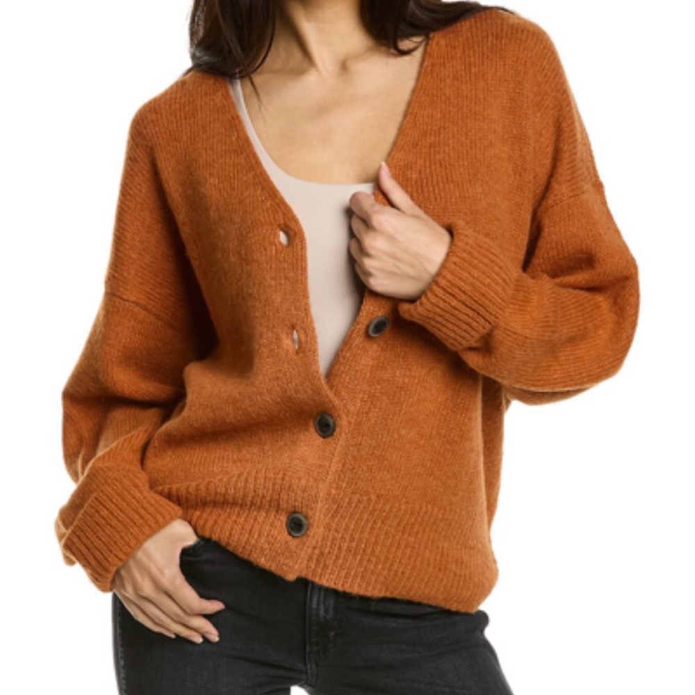 Rag And Bone Sarah Alpaca & Wool Blend Cardiagan In Orange Size Medium